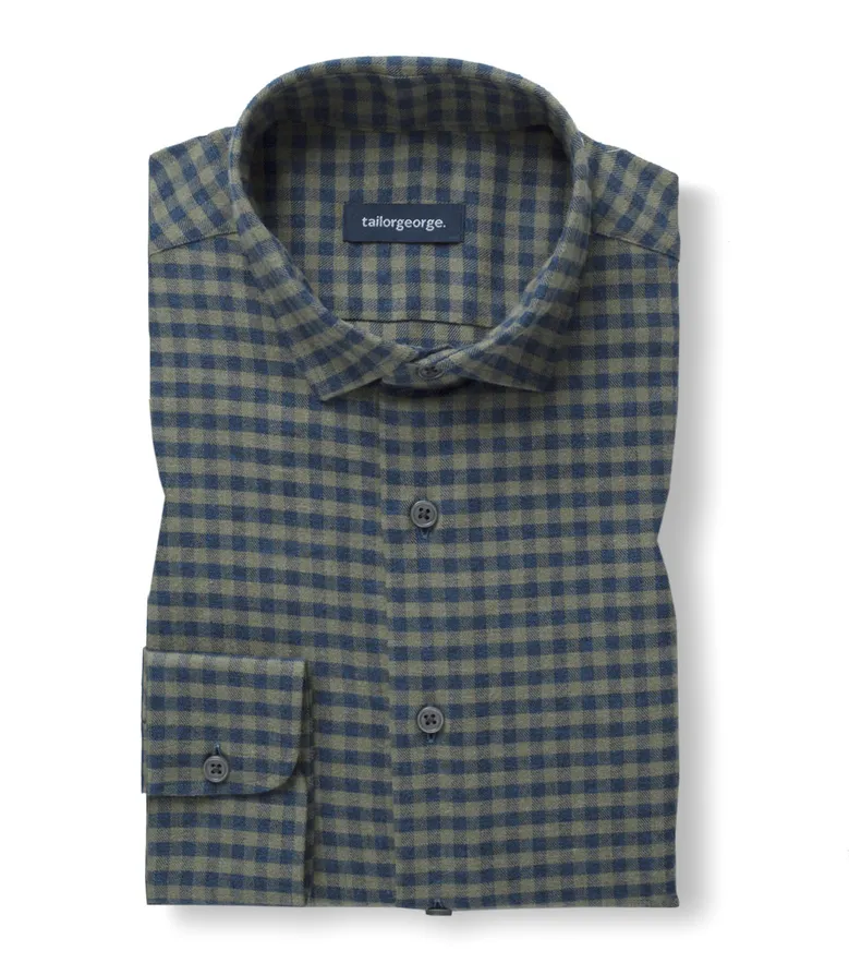 Chemise en flanelle à carreaux vert kaki