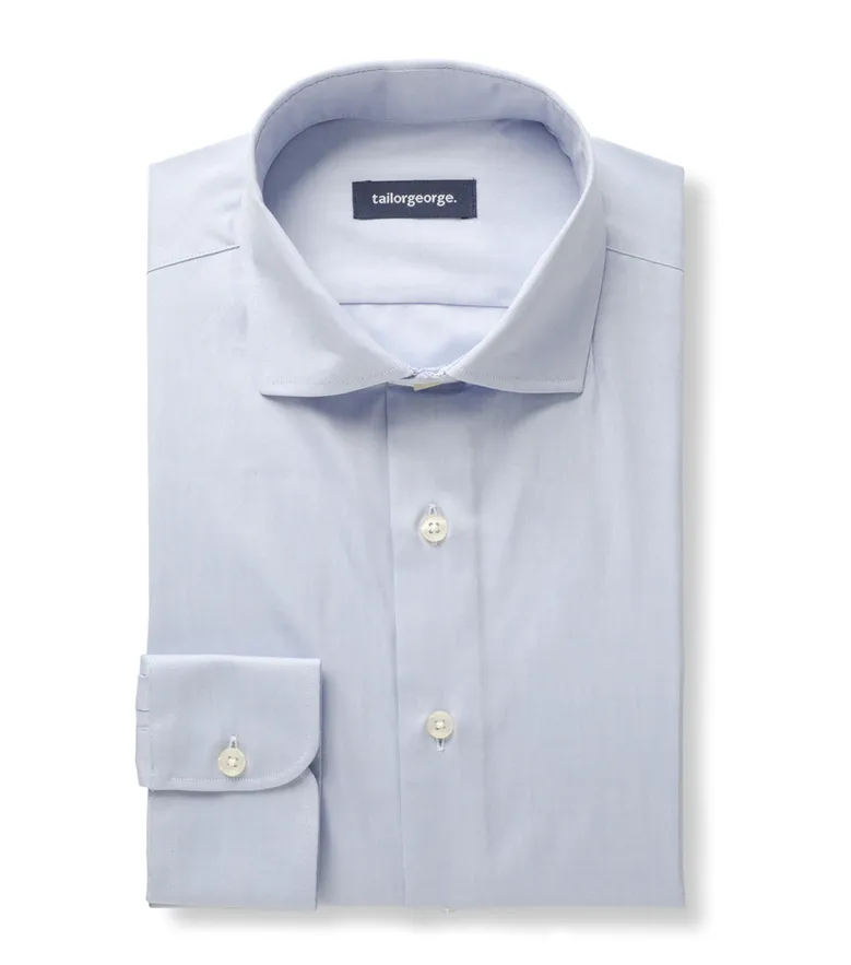 Chemise en pinpoint uni bleu clair facile à repasser