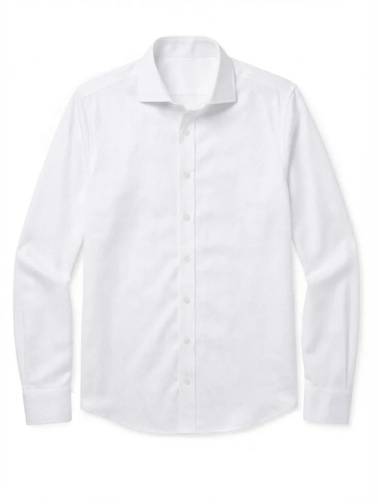 Chemise en chevron uni blanc facile à repasser