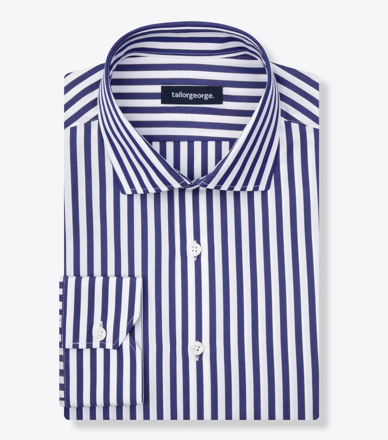 Chemise en popeline à rayures bleu