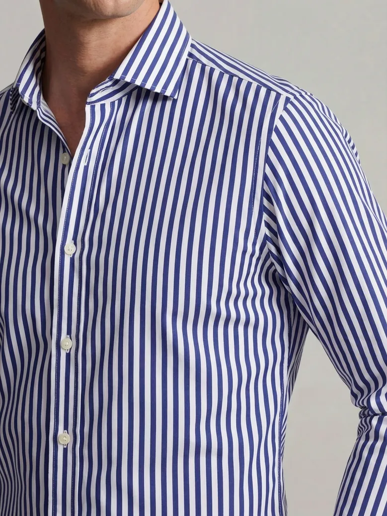 Chemise en popeline à rayures bleu