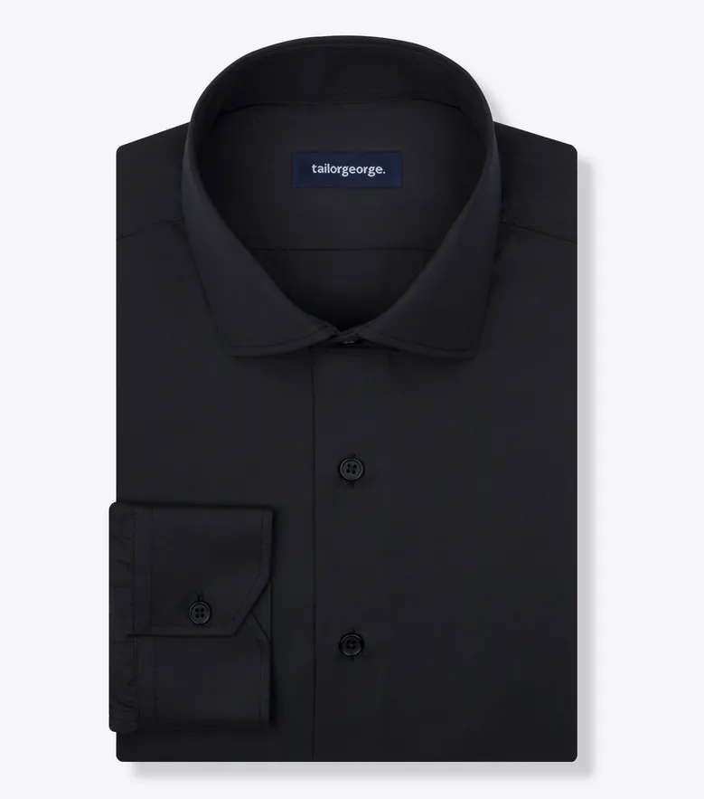 Chemise en popeline unie noire facile à repasser
