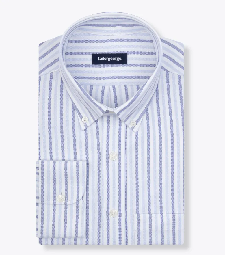 Chemise en Oxford américain épais à rayures bleu ciel