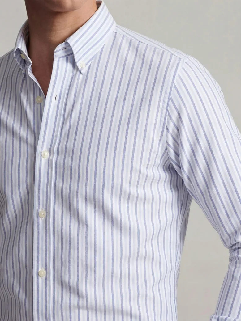 Chemise en Oxford américain épais à rayures bleu ciel