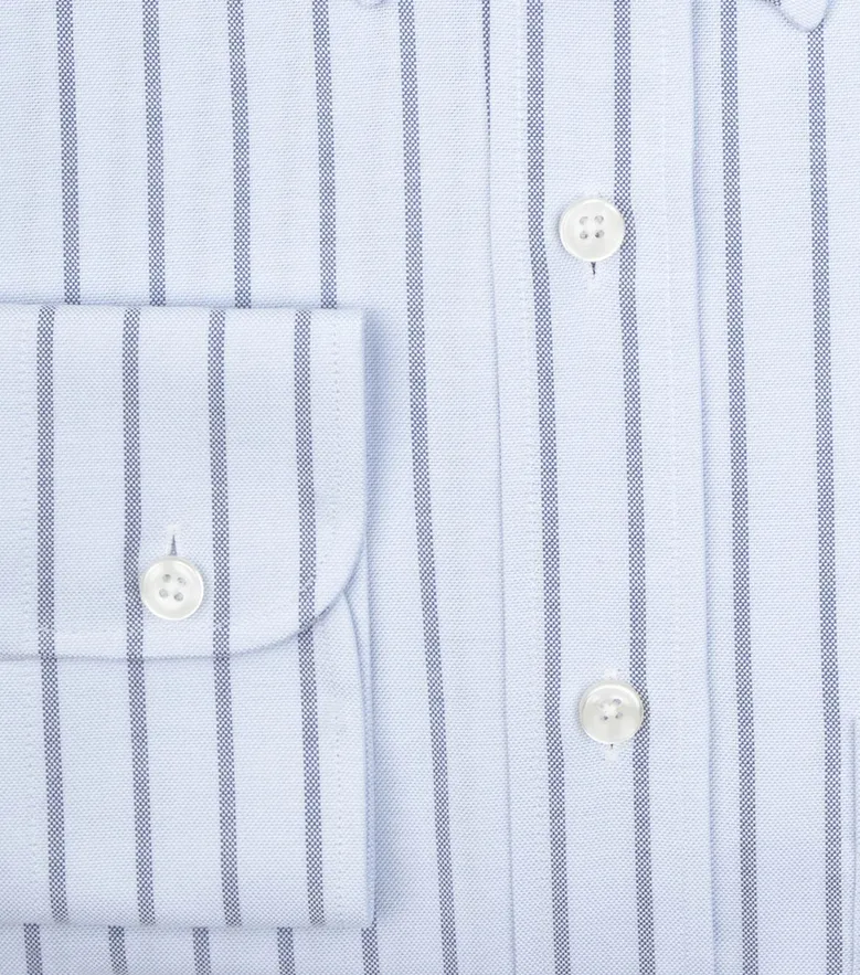 Chemise en Oxford américain épais à rayures bleu ciel