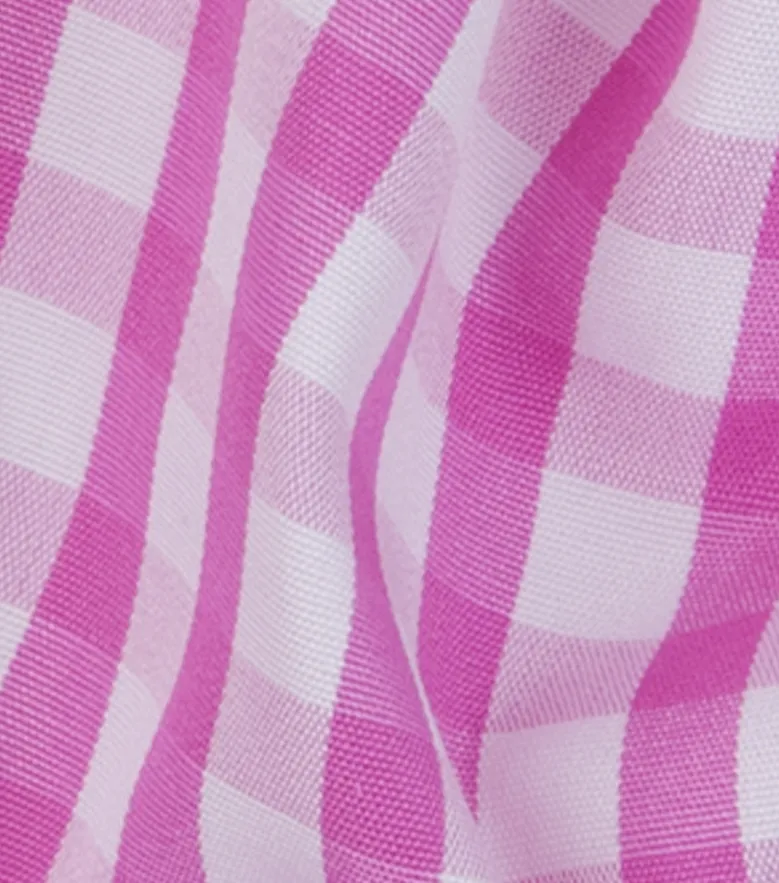 Chemise en popeline à carreaux rose