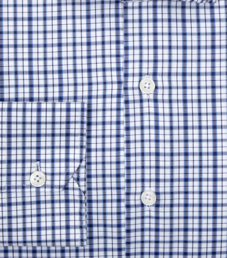 Chemise en twill à carreaux bleus facile à repasser