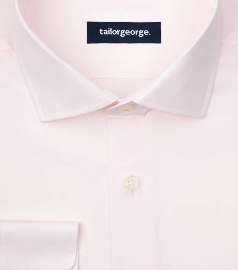 Chemise en popeline unie rose pâle facile à repasser