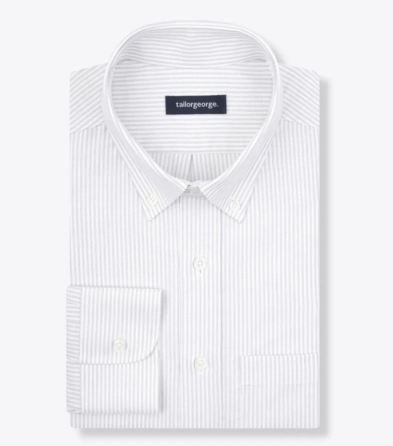 Chemise en Oxford américain épais à rayures gris clair