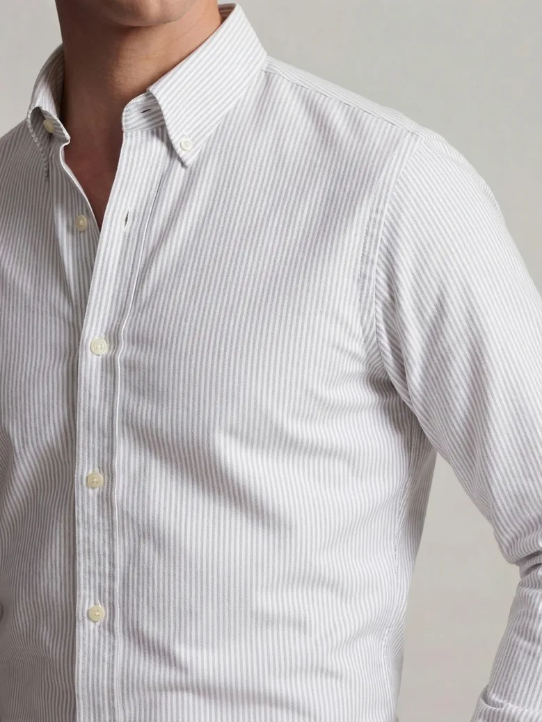 Chemise en Oxford américain épais à rayures gris clair