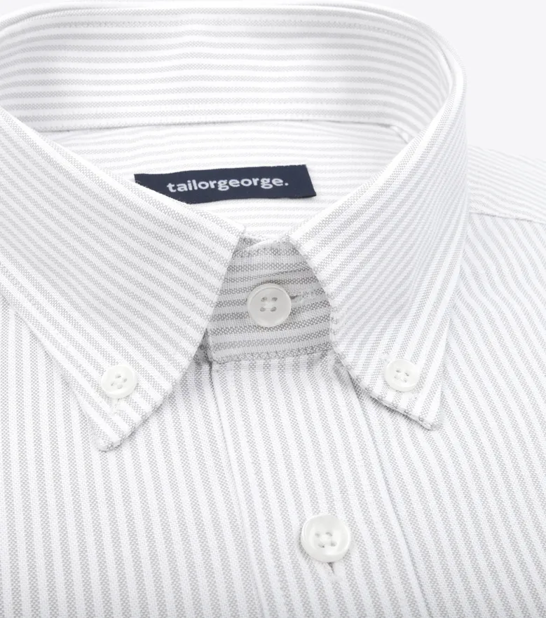 Chemise en Oxford américain épais à rayures gris clair