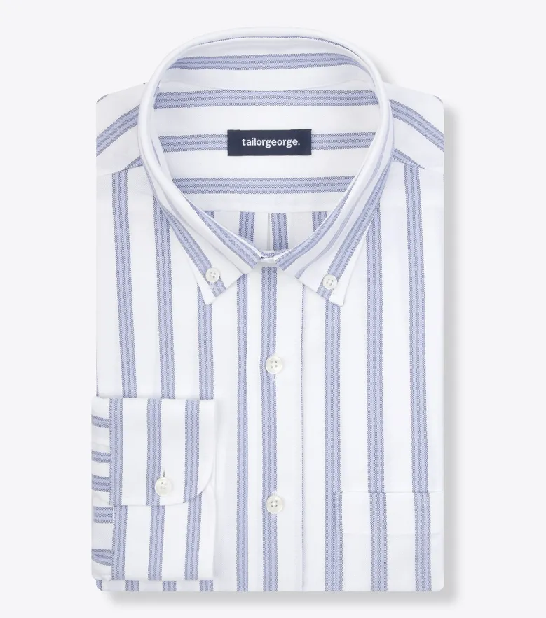 Chemise en Oxford américain épais à rayures bleu