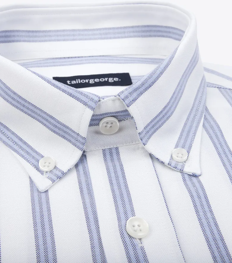 Chemise en Oxford américain épais à rayures bleu