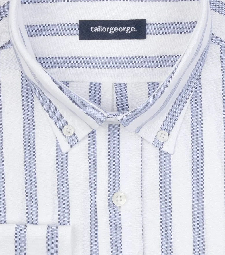 Chemise en Oxford américain épais à rayures bleu