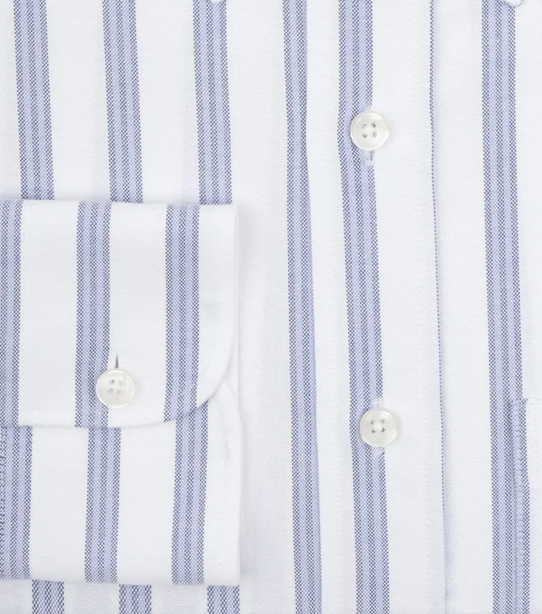 Chemise en Oxford américain épais à rayures bleu
