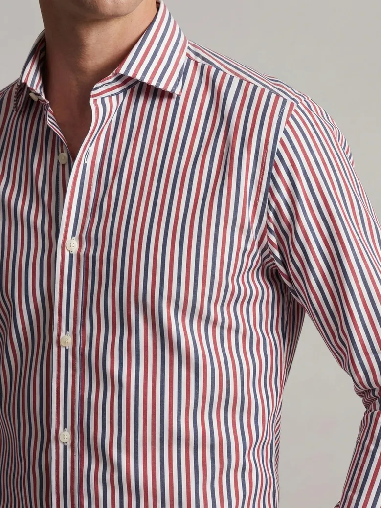 Chemise en popeline à rayures bleu