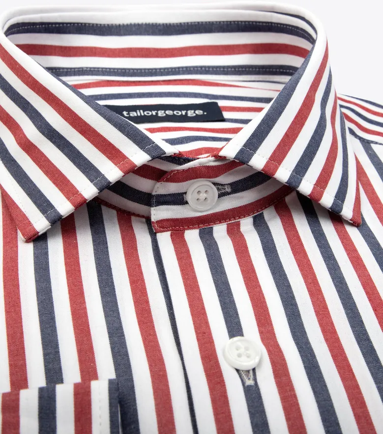 Chemise en popeline à rayures bleu