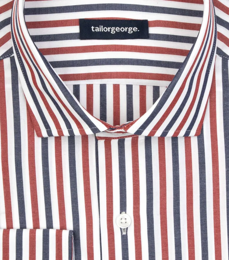 Chemise en popeline à rayures bleu