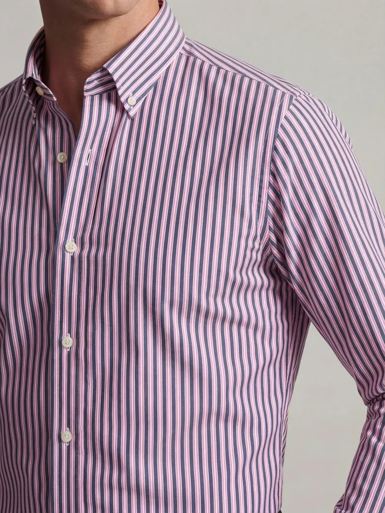 Chemise en popeline à rayures bleu