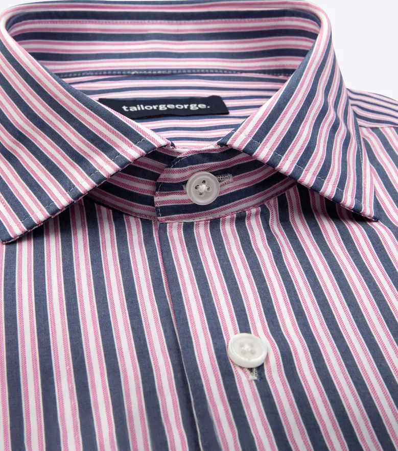 Chemise en popeline à rayures bleu