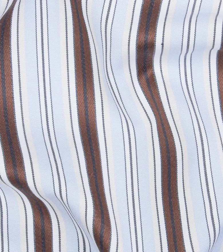 Chemise en popeline à rayures bleues et marron