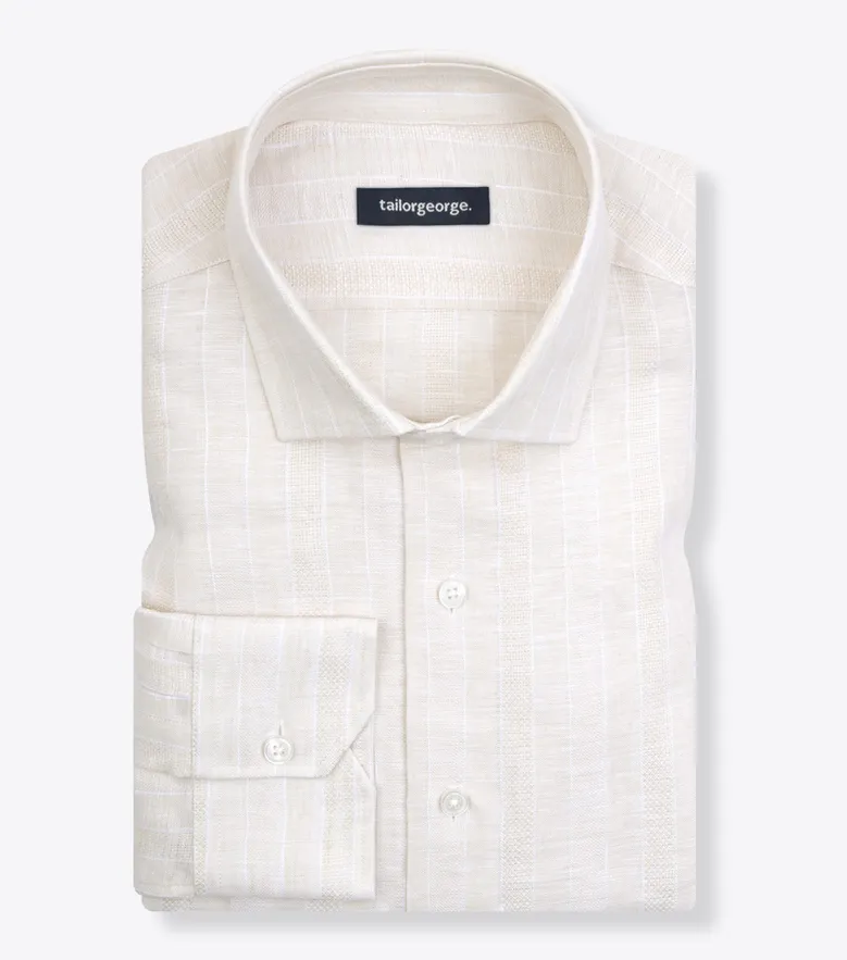 Chemise en lin à rayures beiges