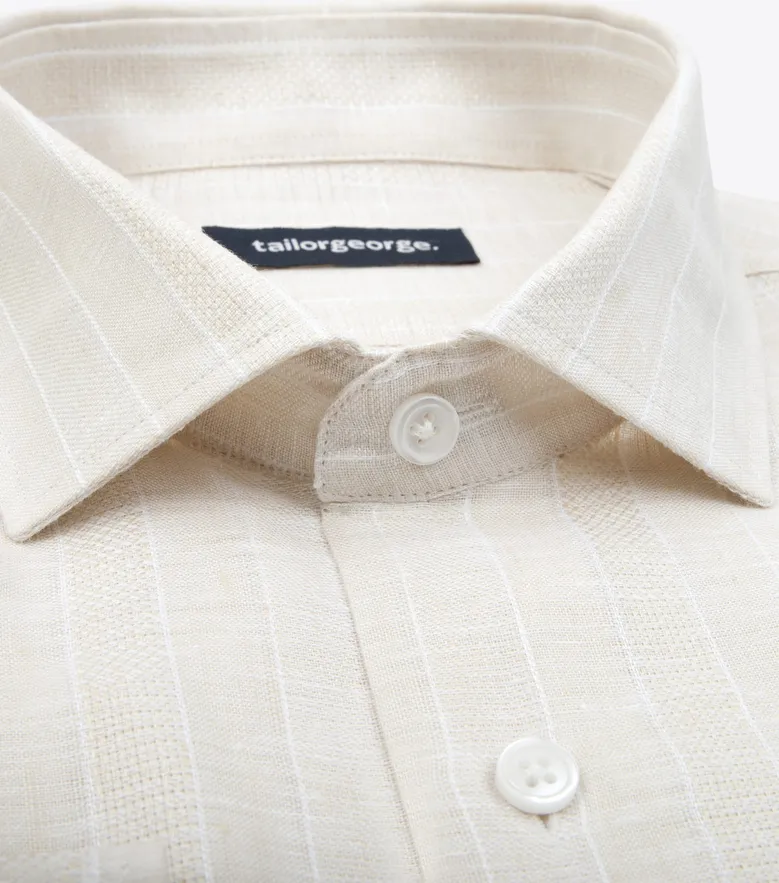 Chemise en lin à rayures beiges
