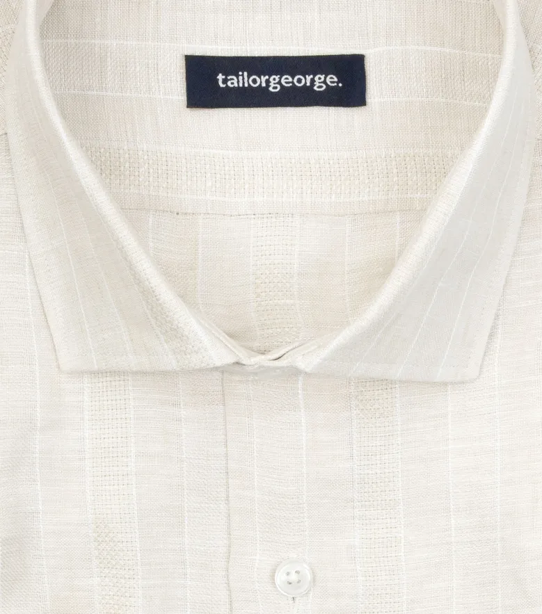 Chemise en lin à rayures beiges