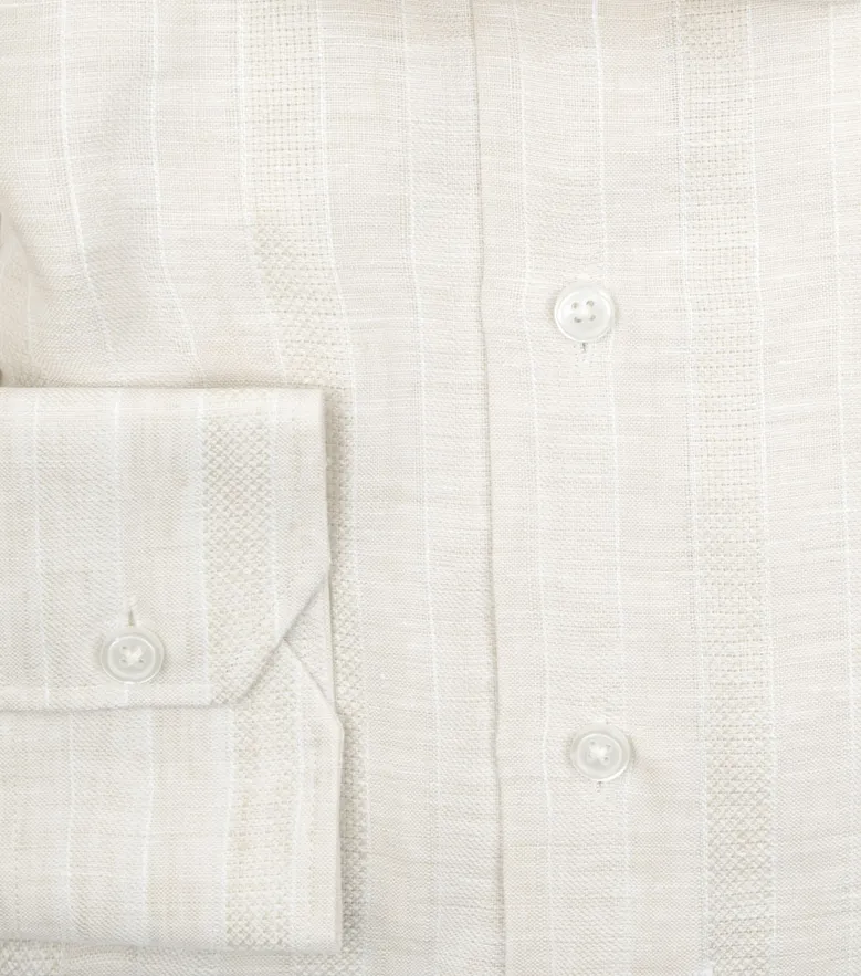Chemise en lin à rayures beiges