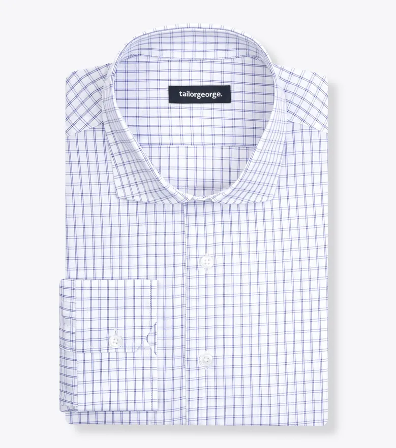 Chemise en popeline à carreaux bleu
