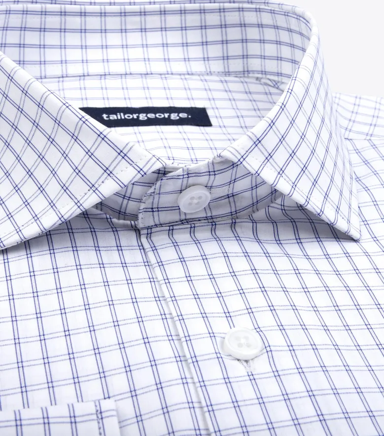 Chemise en popeline à carreaux bleu