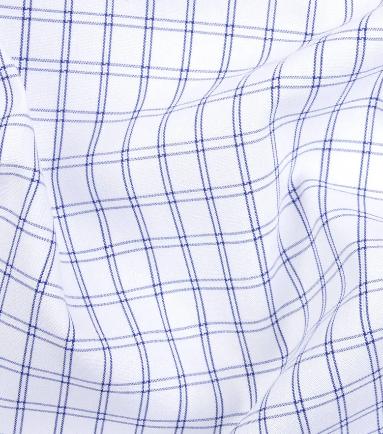 Chemise en popeline à carreaux bleu