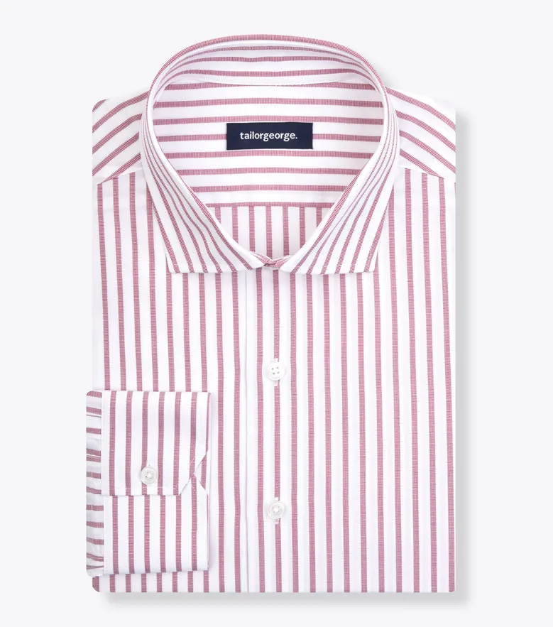 Chemise en fil-à-fil à rayures rouge bordeaux