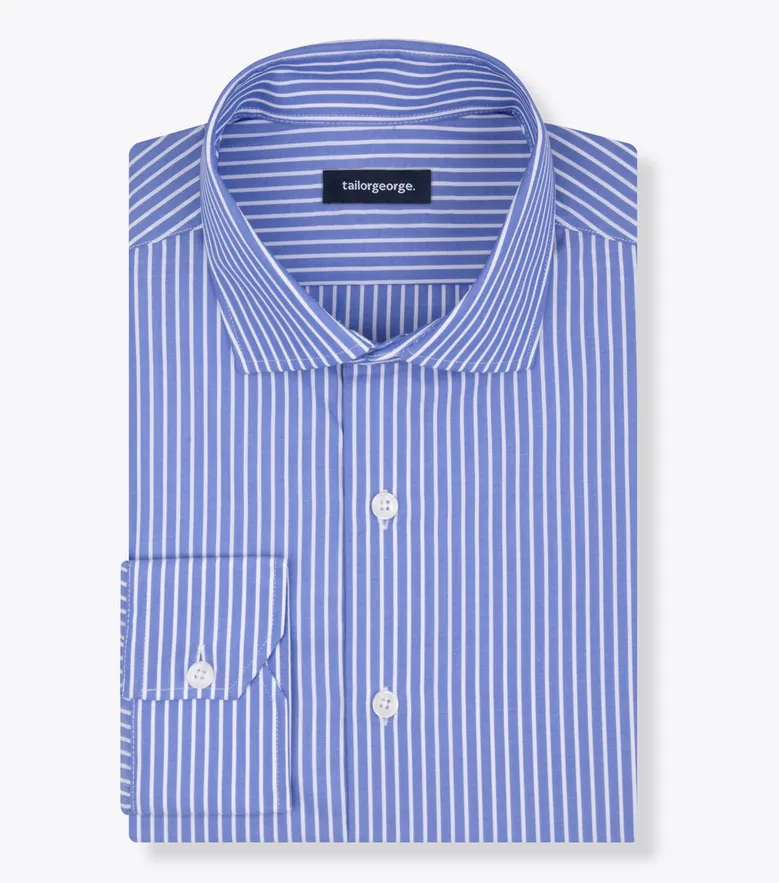 Chemise en popeline à rayures bleues