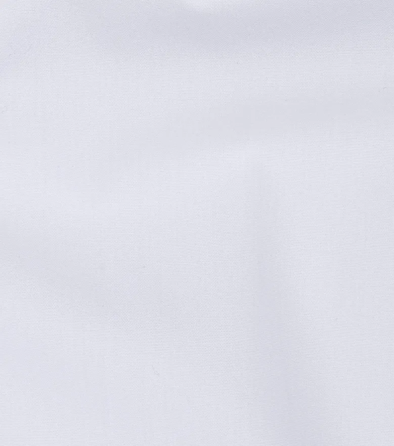 Eenvoudig te strijken effen wit poplin overhemd