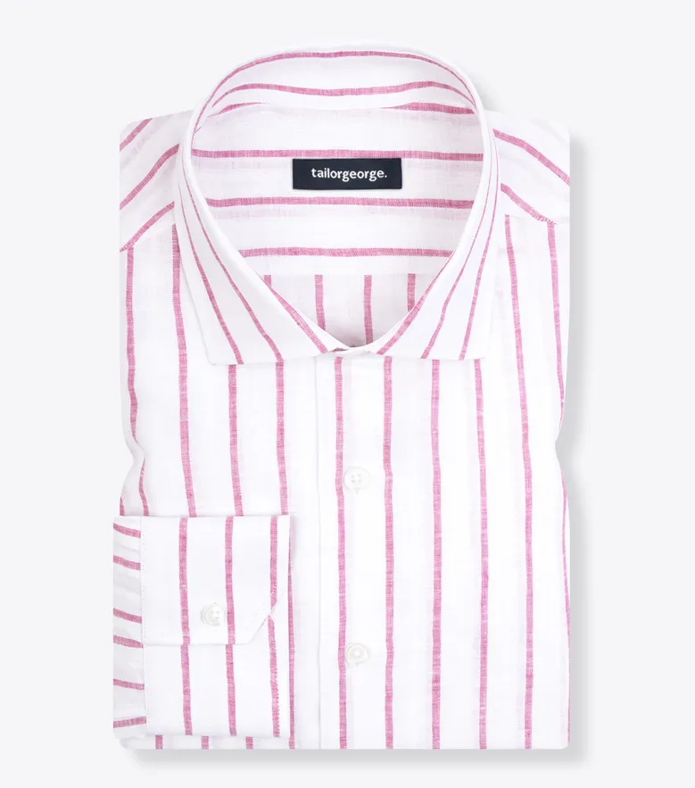 Chemise en lin à rayures roses