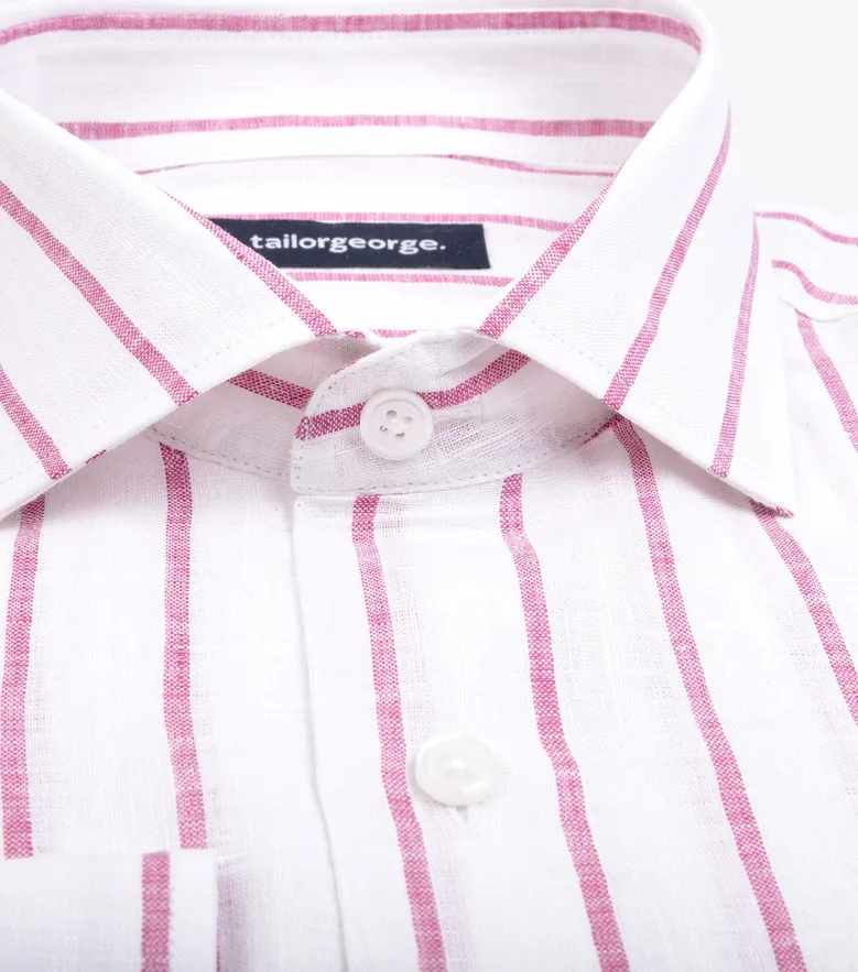 Chemise en lin à rayures roses