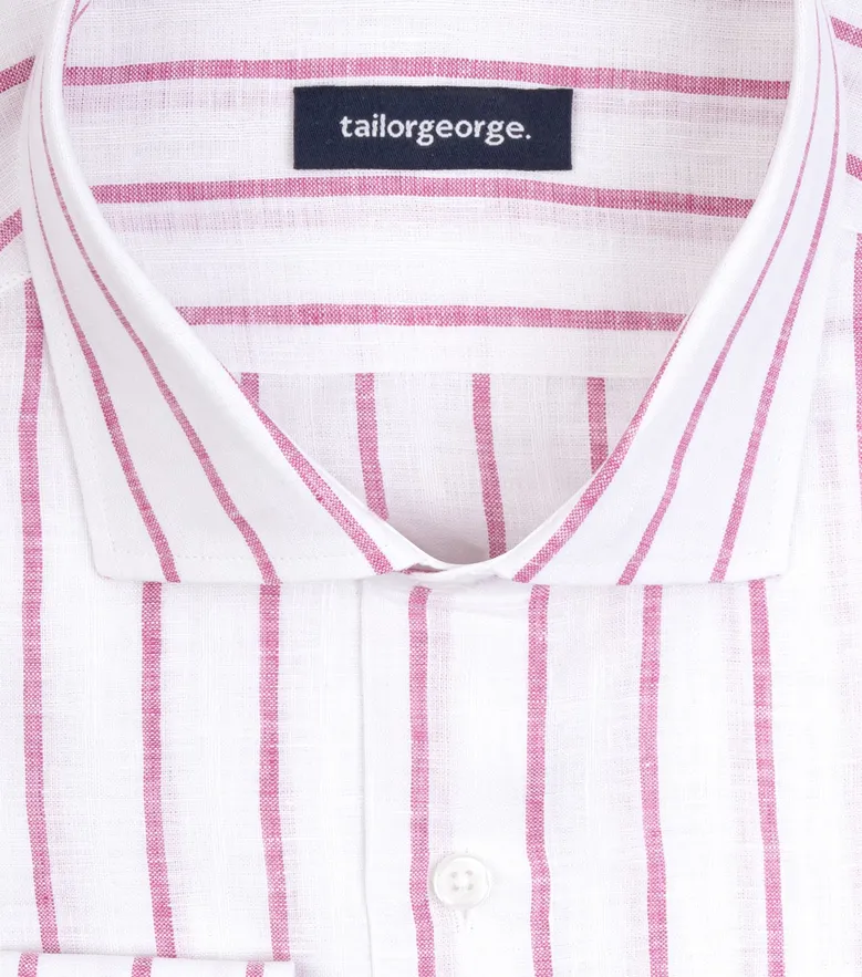Chemise en lin à rayures roses