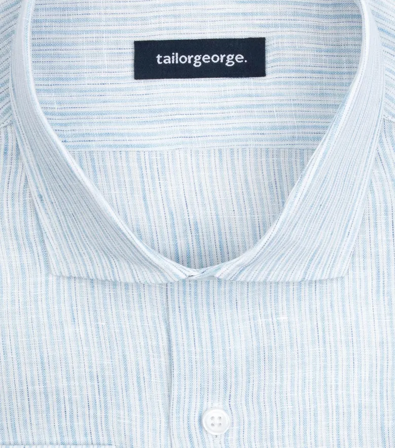 Chemise en lin à rayures bleu ciel