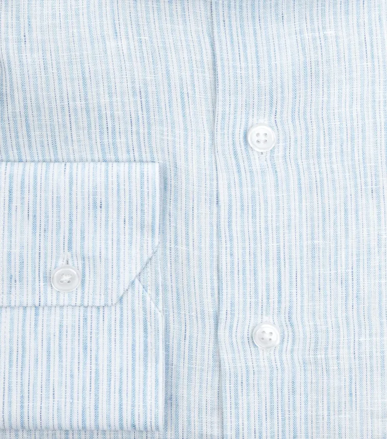 Chemise en lin à rayures bleu ciel