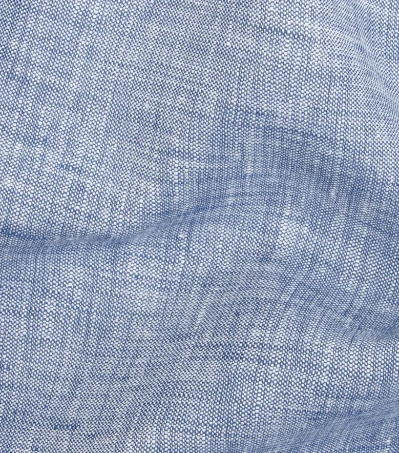 Chemise en lin uni bleu