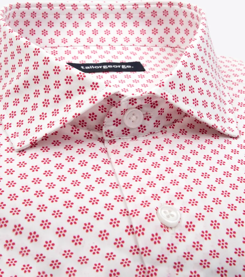 Chemise en popeline imprimée rouge