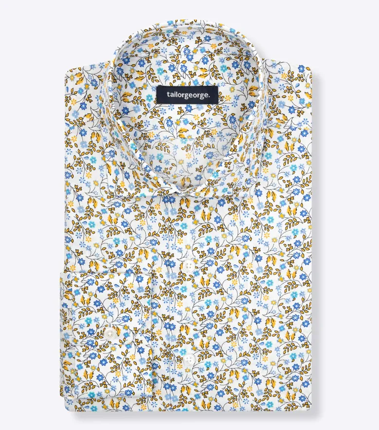 Chemise en popeline imprimée Jaune
