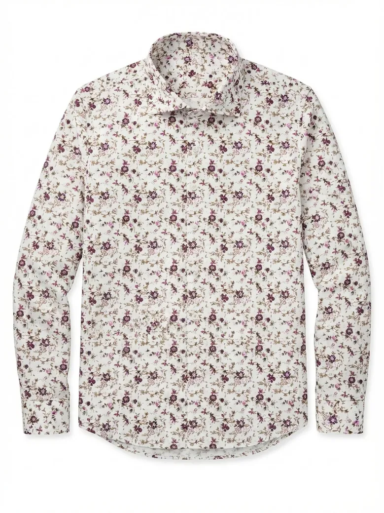Chemise en popeline imprimée violette