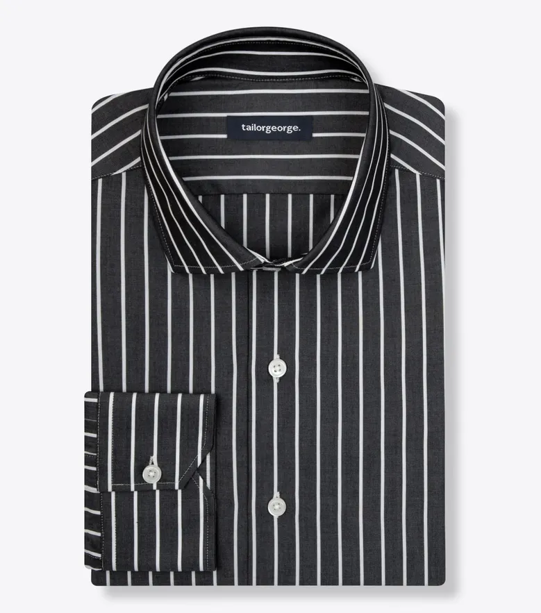 Chemise en popeline à rayures gris anthracite