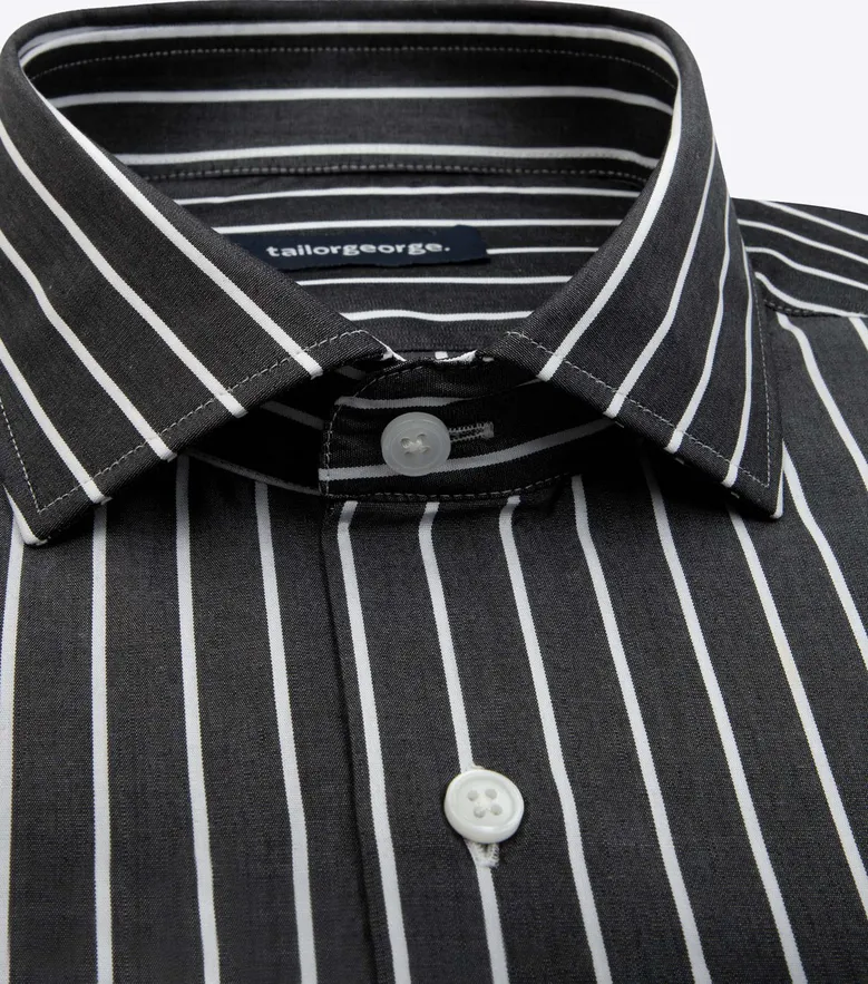 Chemise en popeline à rayures gris anthracite