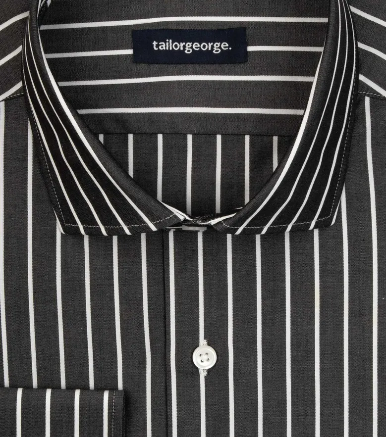 Chemise en popeline à rayures gris anthracite