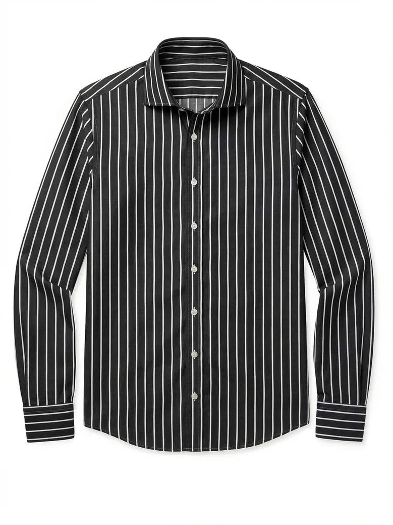 Chemise en popeline à rayures gris anthracite