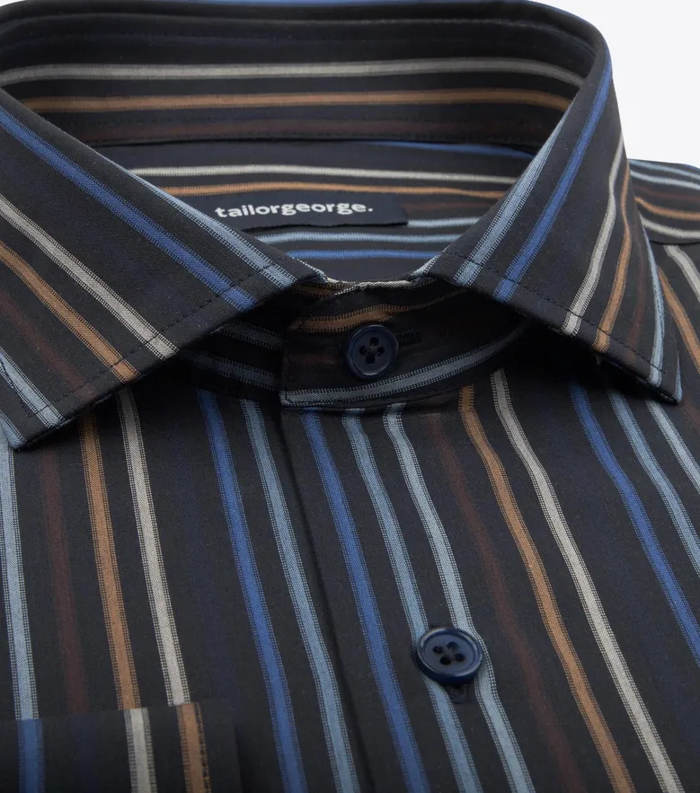 Chemise en popeline à rayures noires