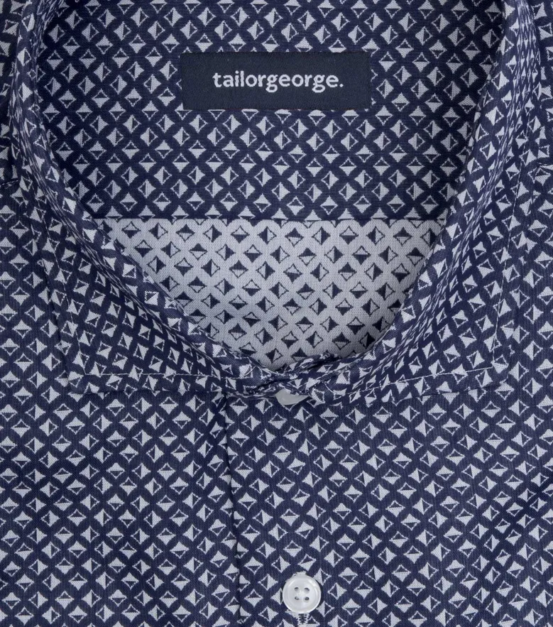Chemise en fil-à-fil liberty bleu marine facile à repasser